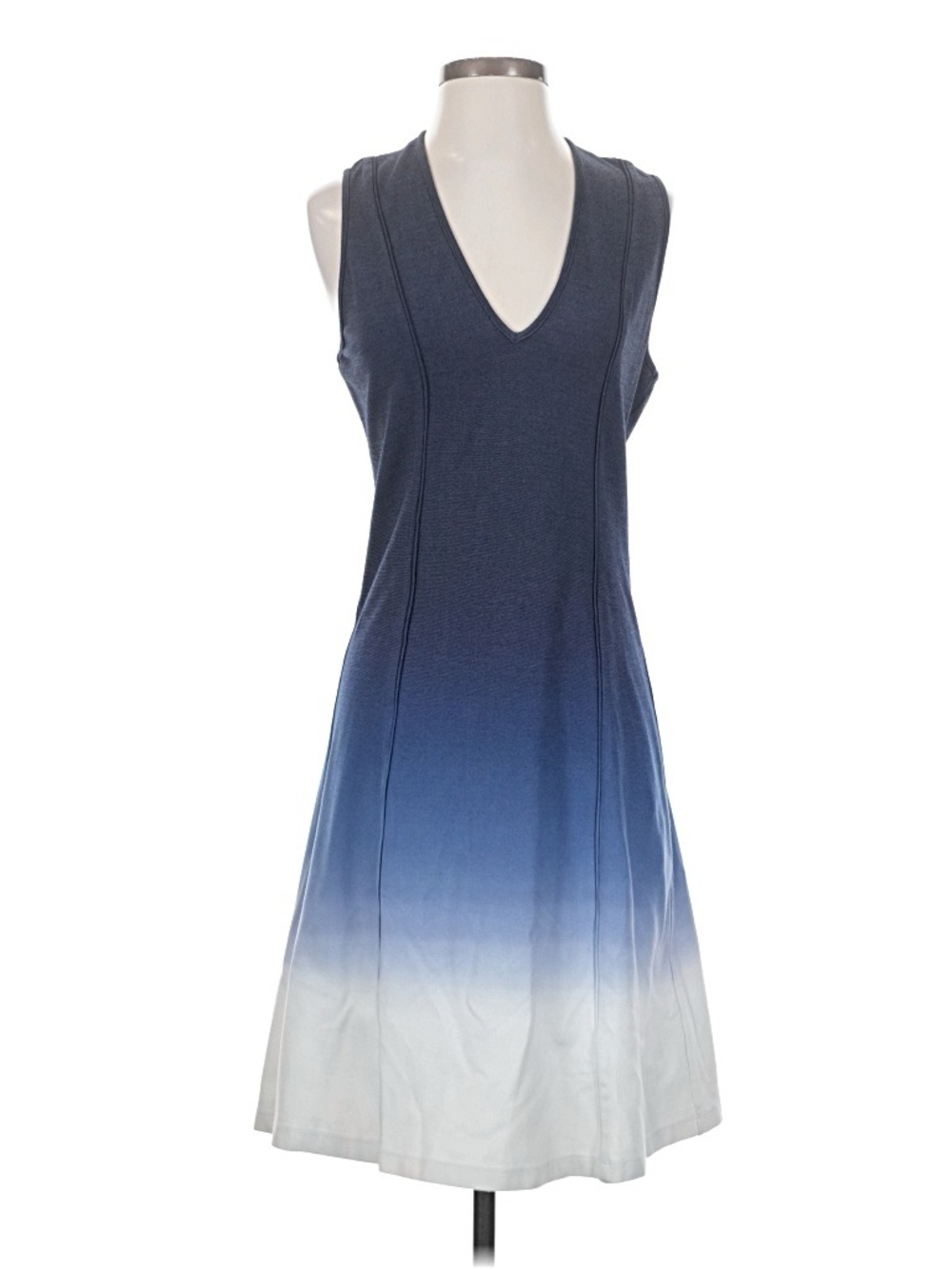 Sleeveless V-Neck Ombre Blue to White Dress